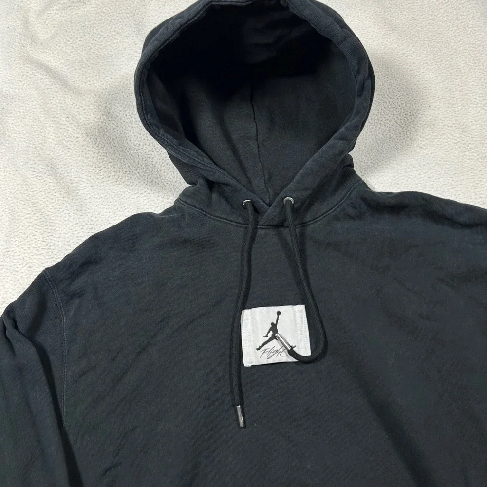 Jordan Flight Hoodie Mens Size M Black Pullover Jumpman Patch Sweatshirt